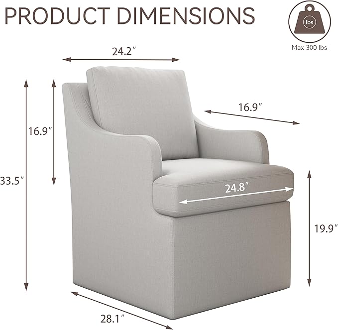 Light Gray Linen Upholstered Dining Chairs - Set of 2