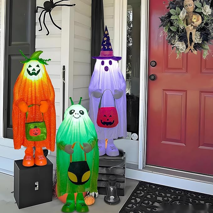 32" Light up Trick or Treater - Green Alien