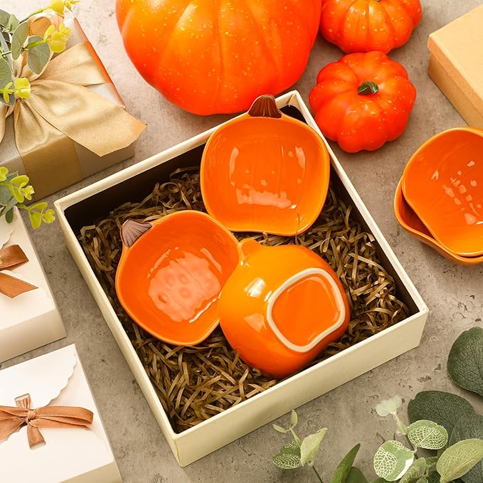 Set of 8 Ceramic Pumpkin Bowls