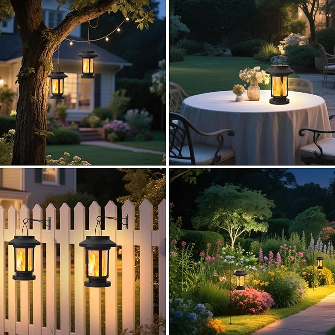 2 Pack Flickering Flameless Solar Lanterns