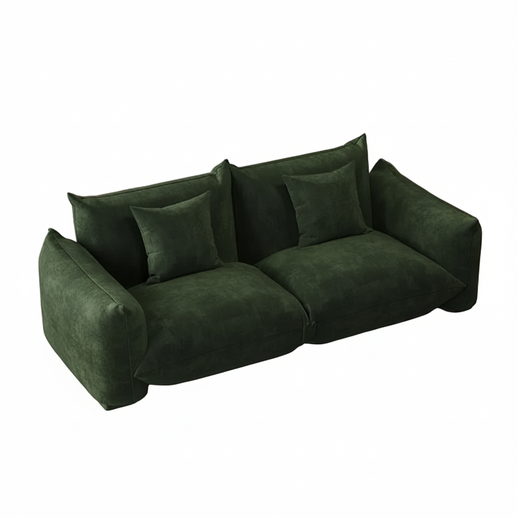Modern Minimalist Oversized Sofa with Thick Cushion in Green