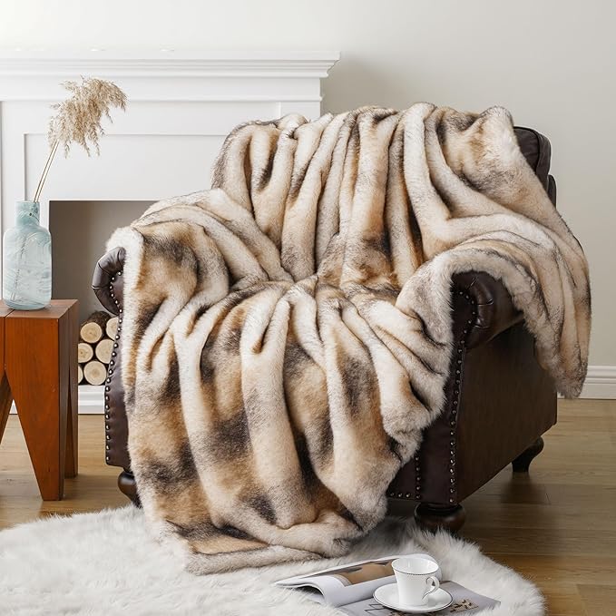 Cozy Faux Mink Fur Throw Blanket - 50 x 60