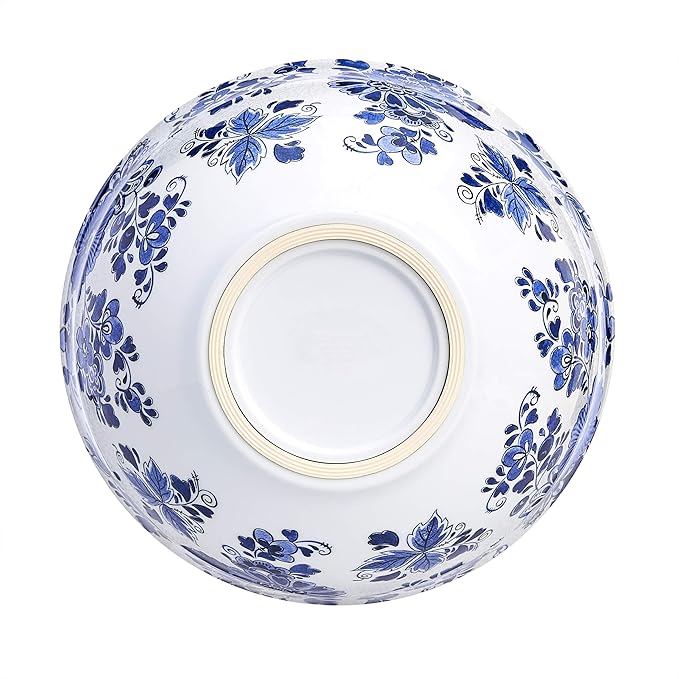 Blue and White Floral Nesting Melamine Bowls w/ Lids - 10 Pc Set