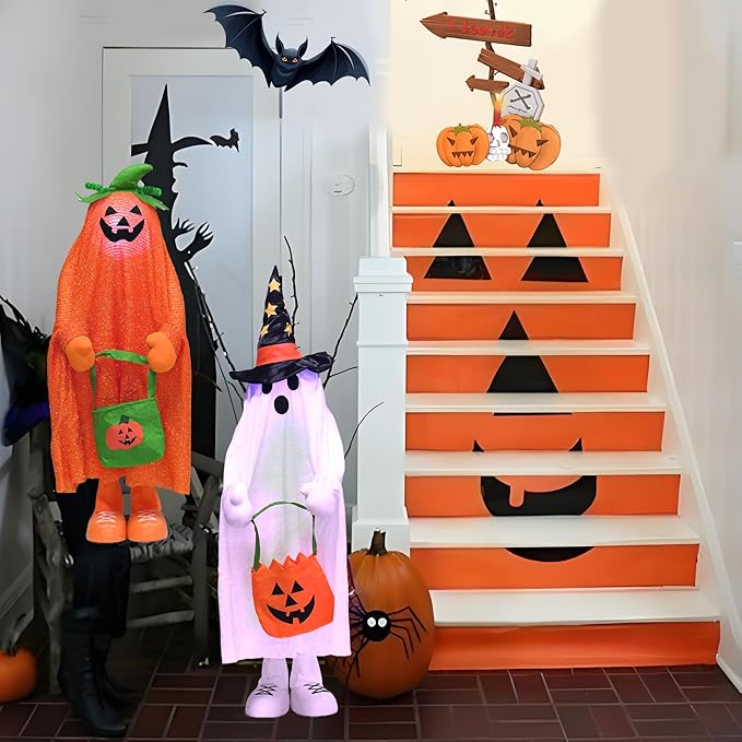 32" Light up Halloween Trick or Treater Indoor and Outdoor Decoration - Pumpkin