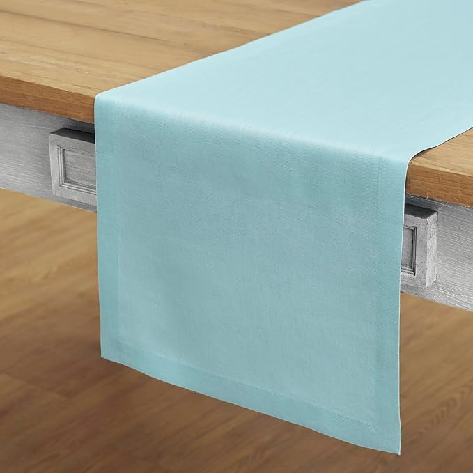 100% Pure Linen Table Runner 14 x 72 Inch - Aqua Blue