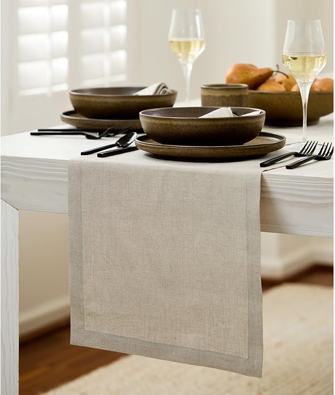 100% Pure Linen Table Runner - 14 x 36 Inch, Natural
