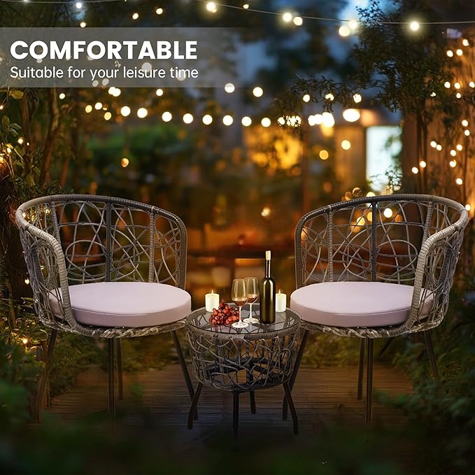 Kromax 3 Piece Bistro Set in Grey