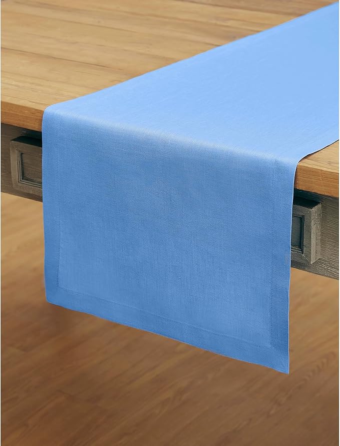 100% Pure Linen Dining Table Runner 14 x 72 Inch - Provence Blue