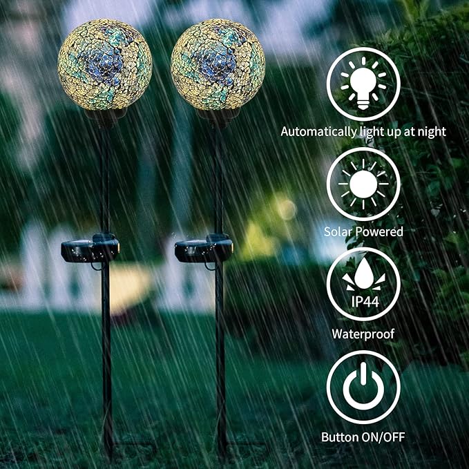 Waterproof LED Mosaic Solar Light - 2 Pack