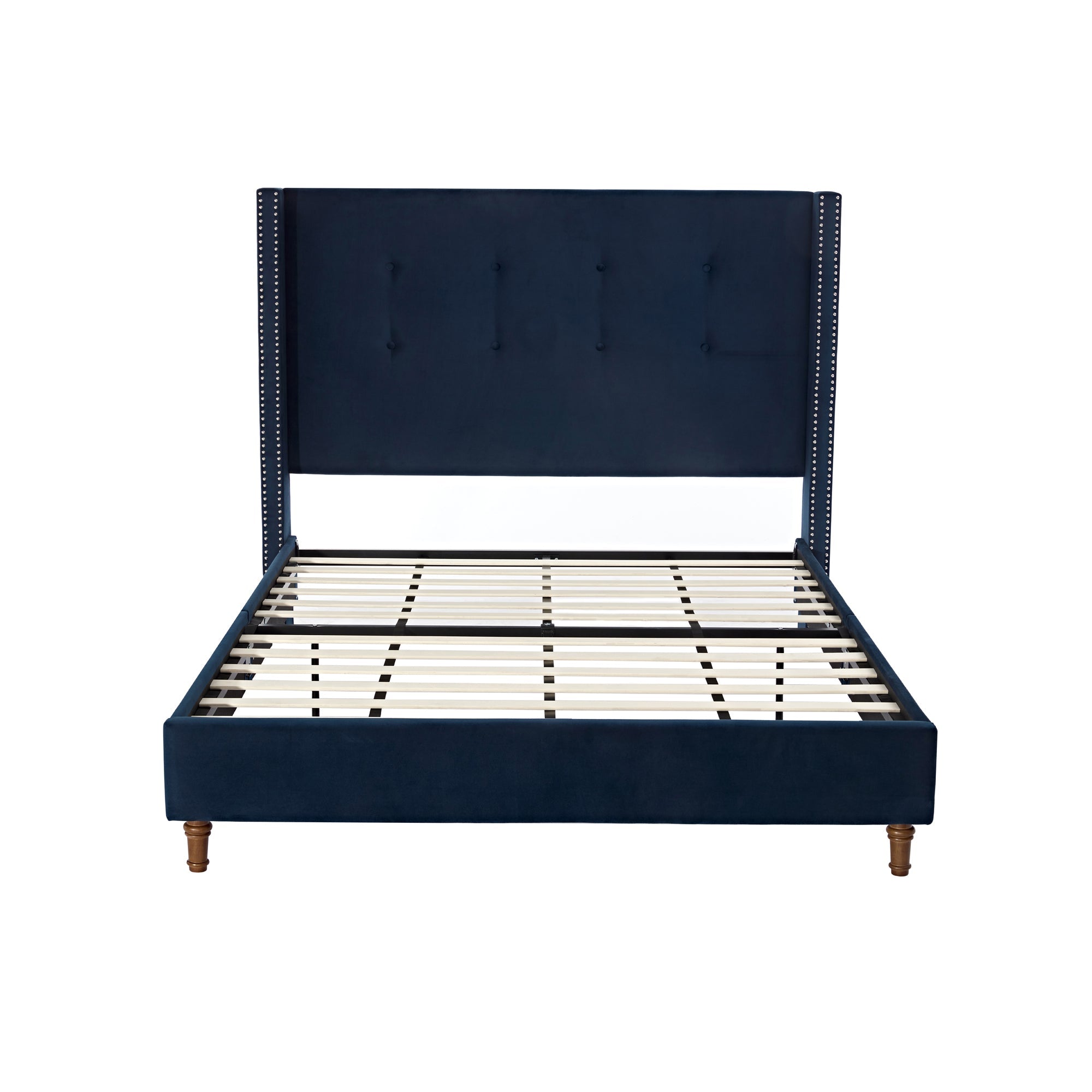 Peyton Upholstered Queen Bed in Blue Velvet