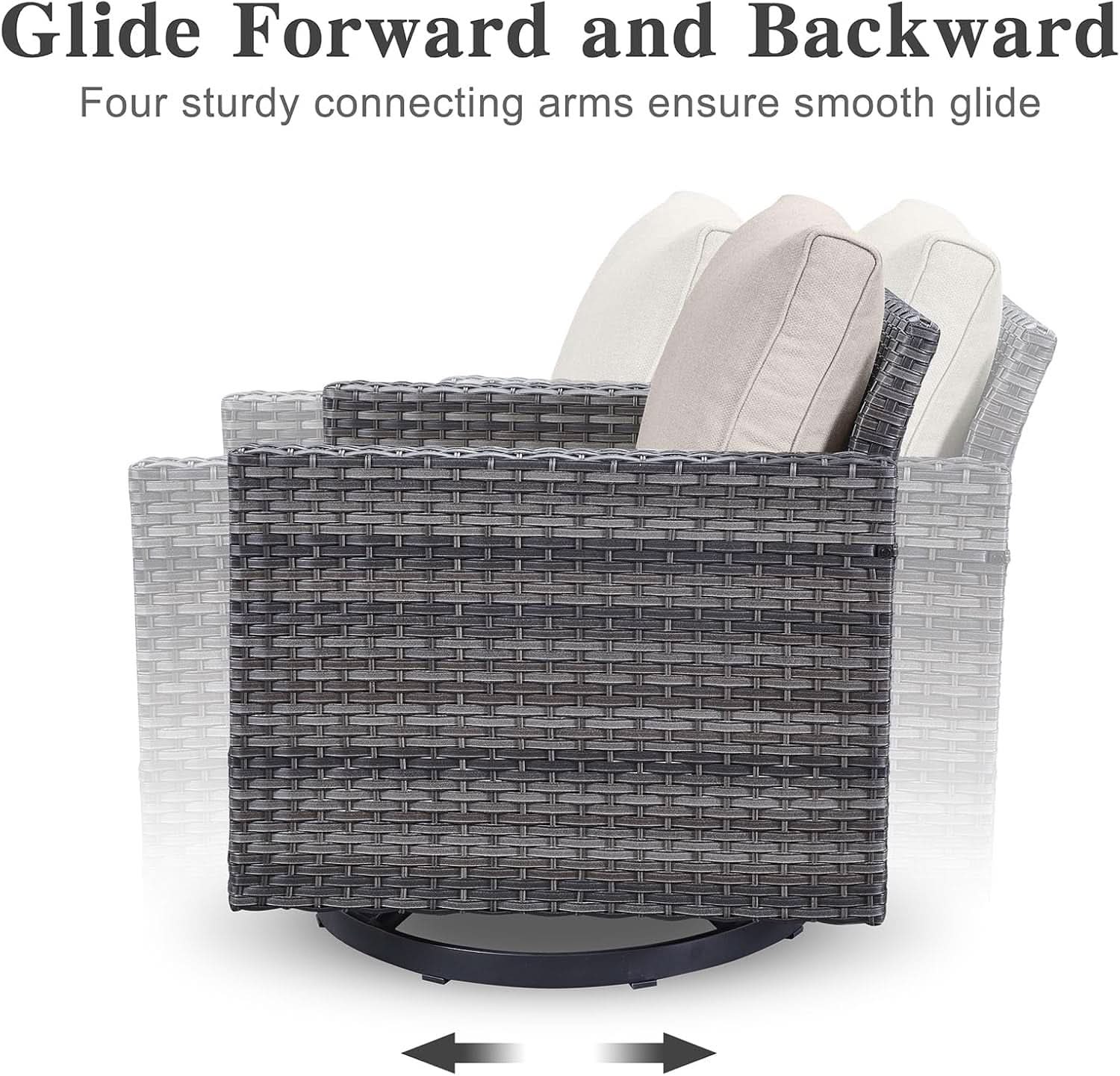 Oversize Outdoor Wicker Patio Sofa Set With 2 Swivel Chairs, 2 Ottomans, and Coffee Table in Grey/Beige
