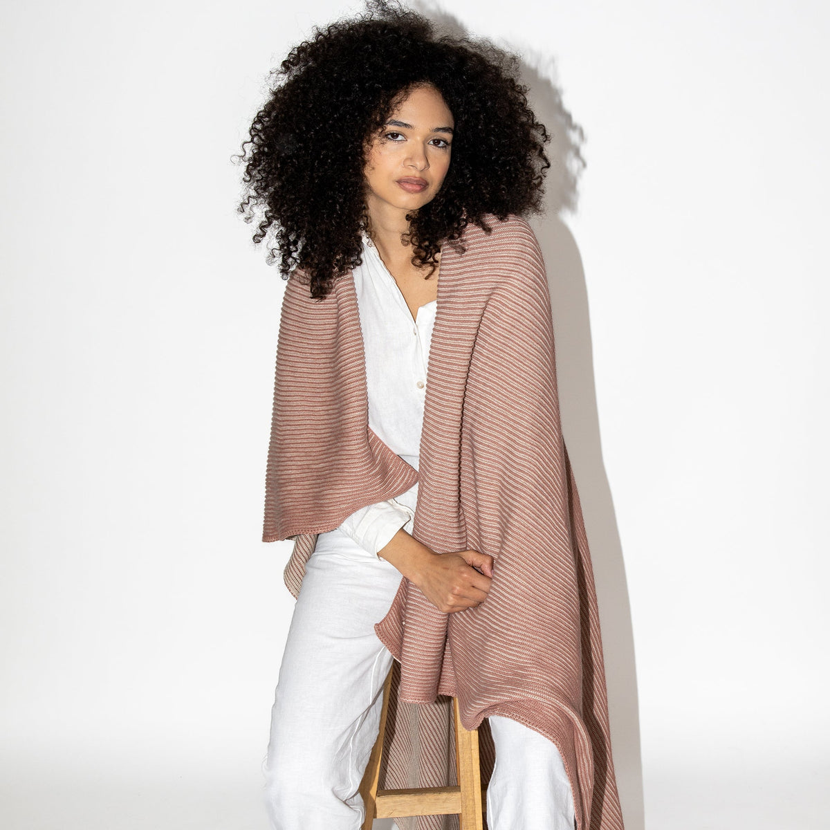 Ribbed Organic Cotton Knit Throw Blanket
