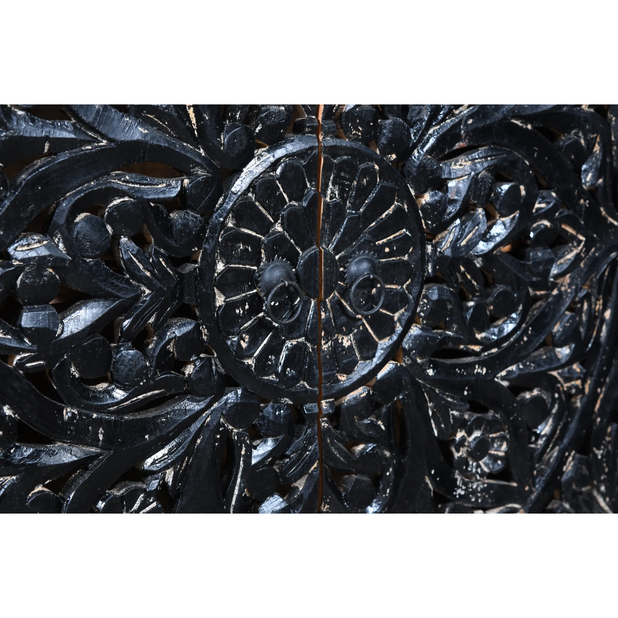 Hawk Black Handcarved 4 Door Buffet Sideboard