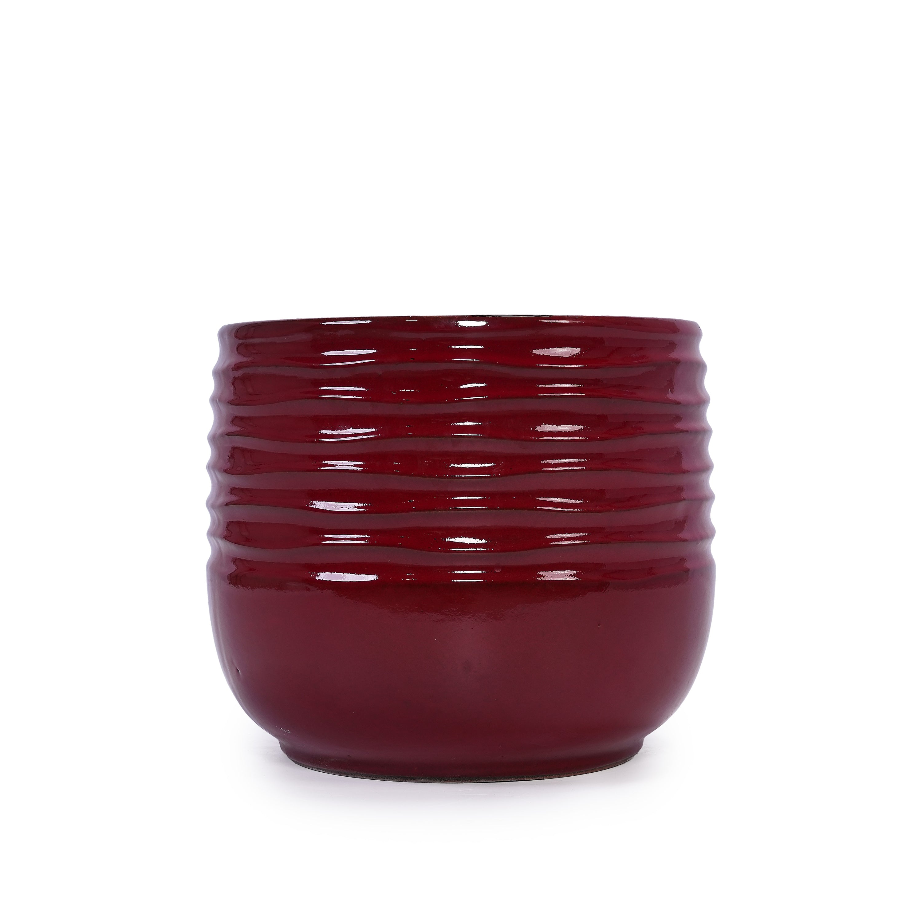 Set of 3 Ceramic Flowerpots - Bean Paste Red