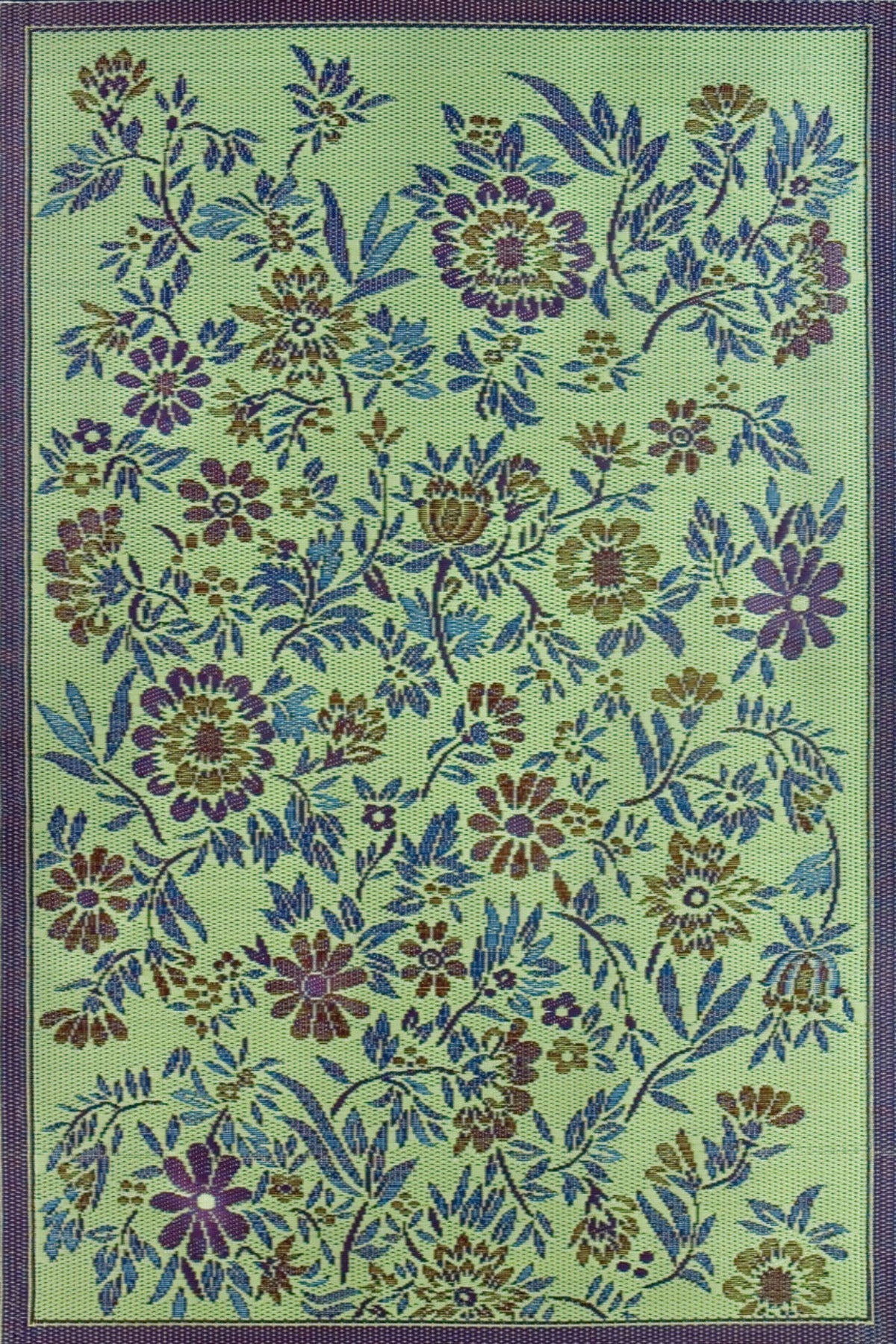 Wildflowers Green/Eggplant Reversible Outdoor Mat