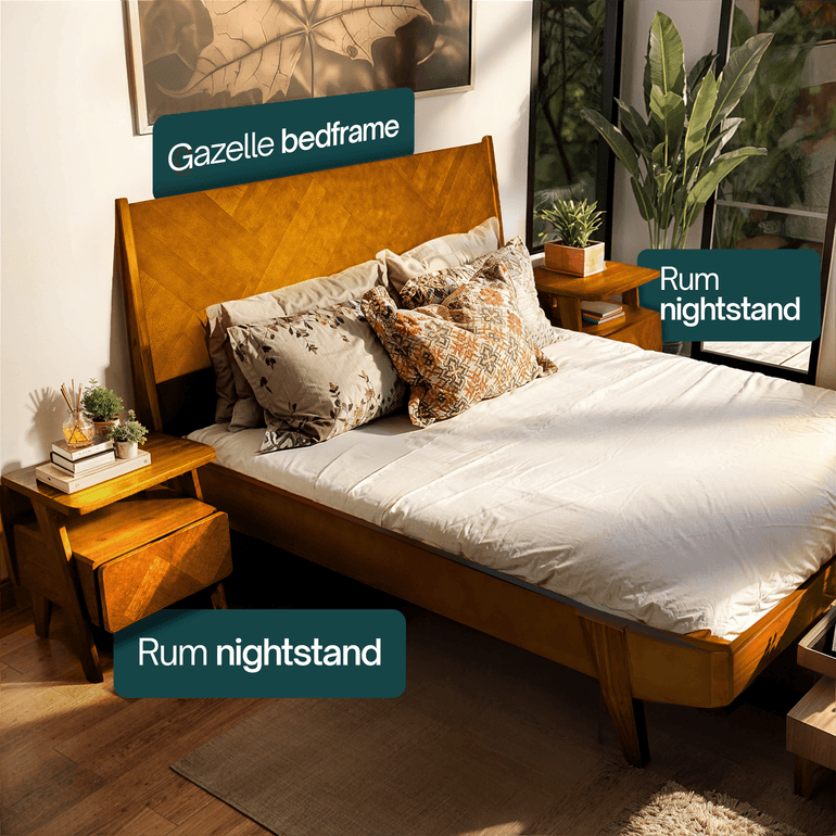 Rorns Rum Nightstand with Drawer - 2 Colors