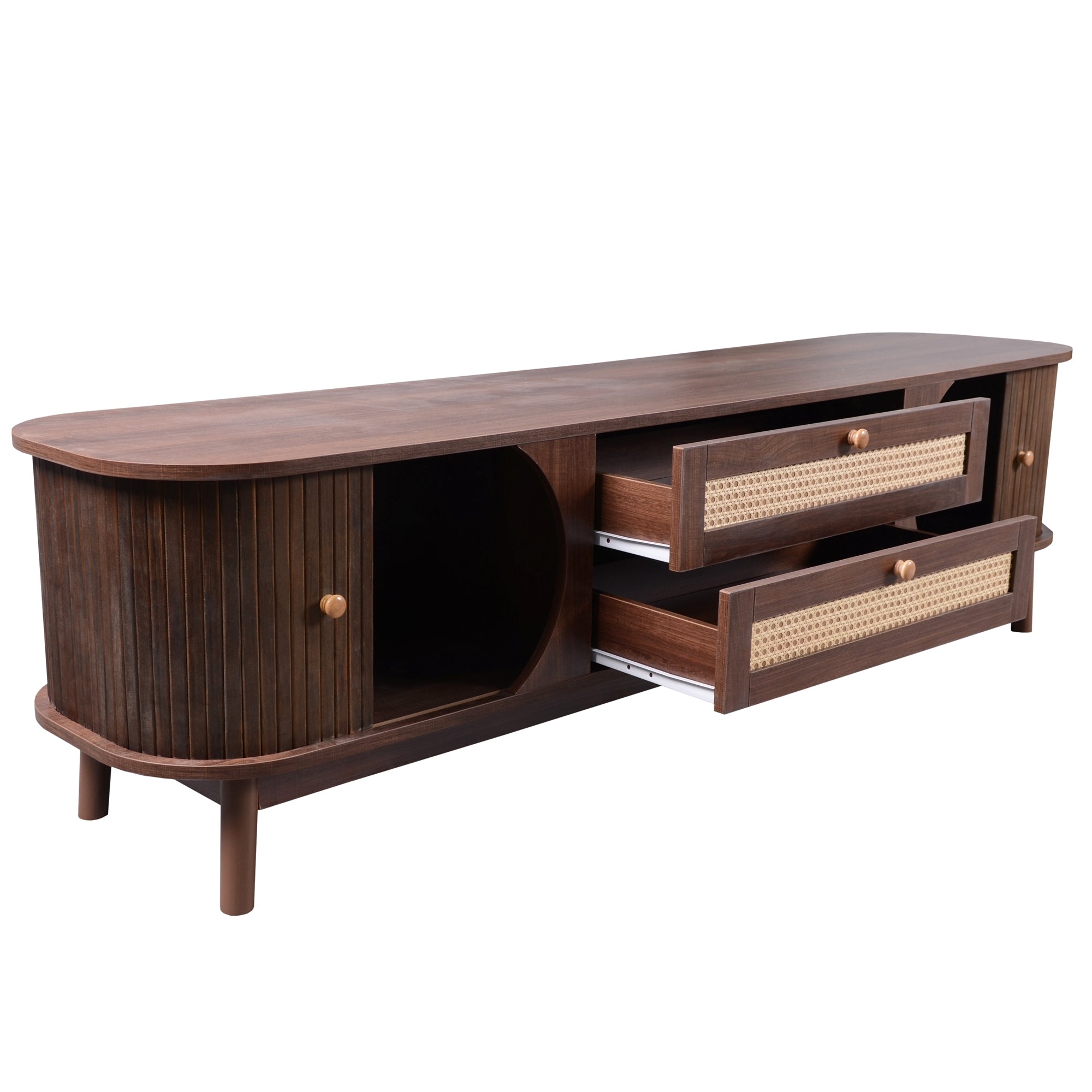 Modern Mid Century Rattan TV Stand