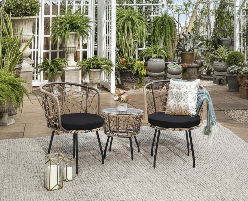 Kromax 3 Piece Bistro Set in Black
