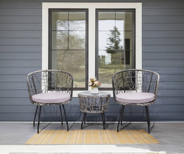 Kromax 3 Piece Bistro Set in Grey