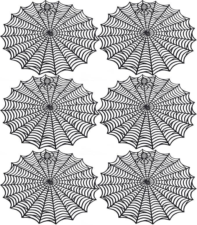 Set of 6 Halloween Spider Web Placemats - 15"