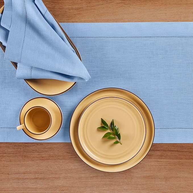 100% Pure Linen Table Runner 14 x 36 Inch - Periwinkle Blue