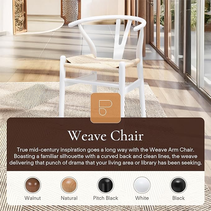 POLY & BARK Weave Dining Chairs – Set of 2 - White
