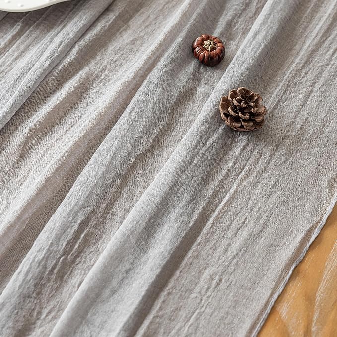 Rustic Grey Gauze Cheesecloth Table Runner - 120"