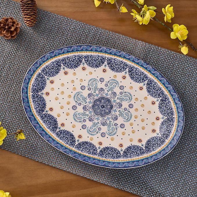 Set of 2 Bico Blue Talavera Oval Platters