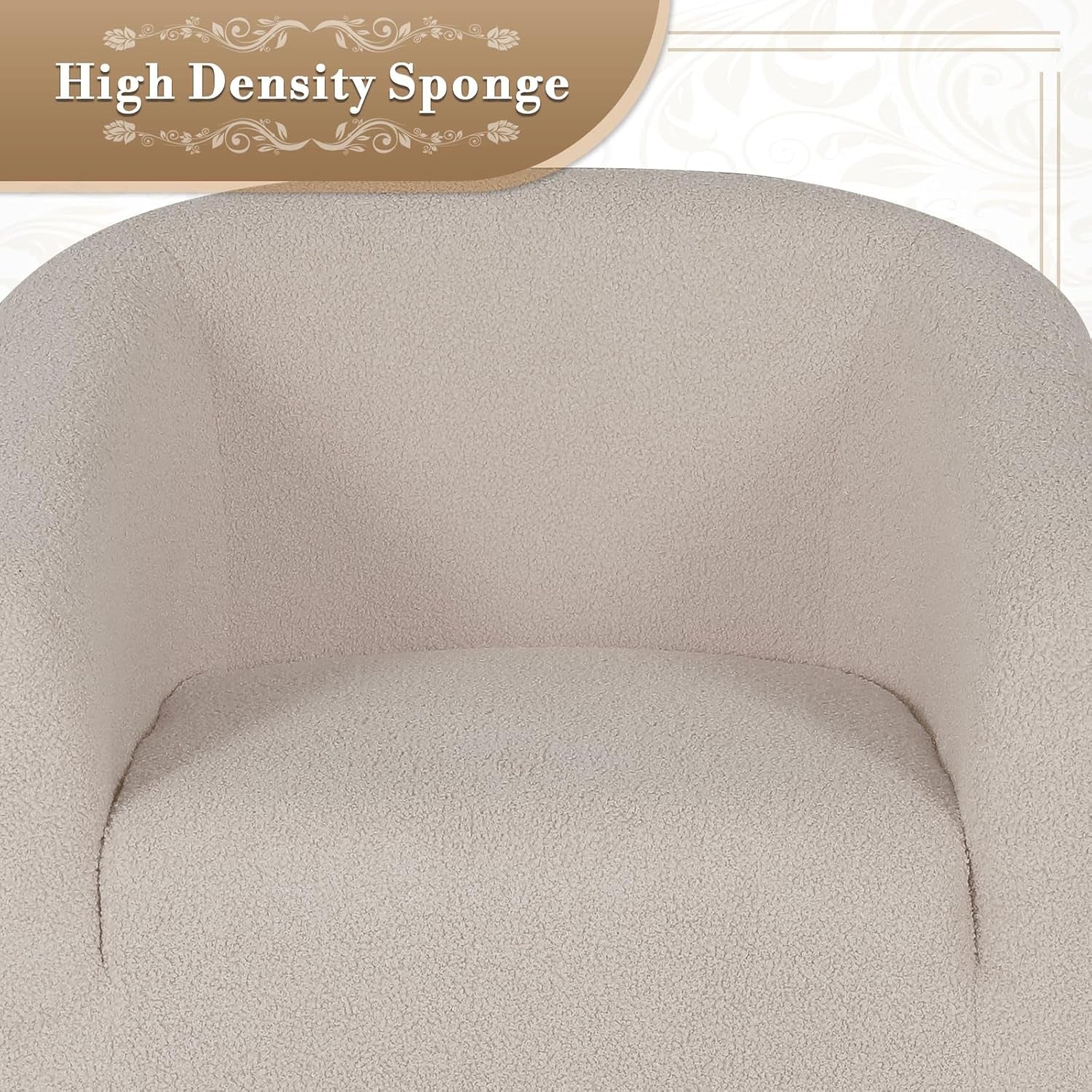 Beige Furry Barrel Accent Chair