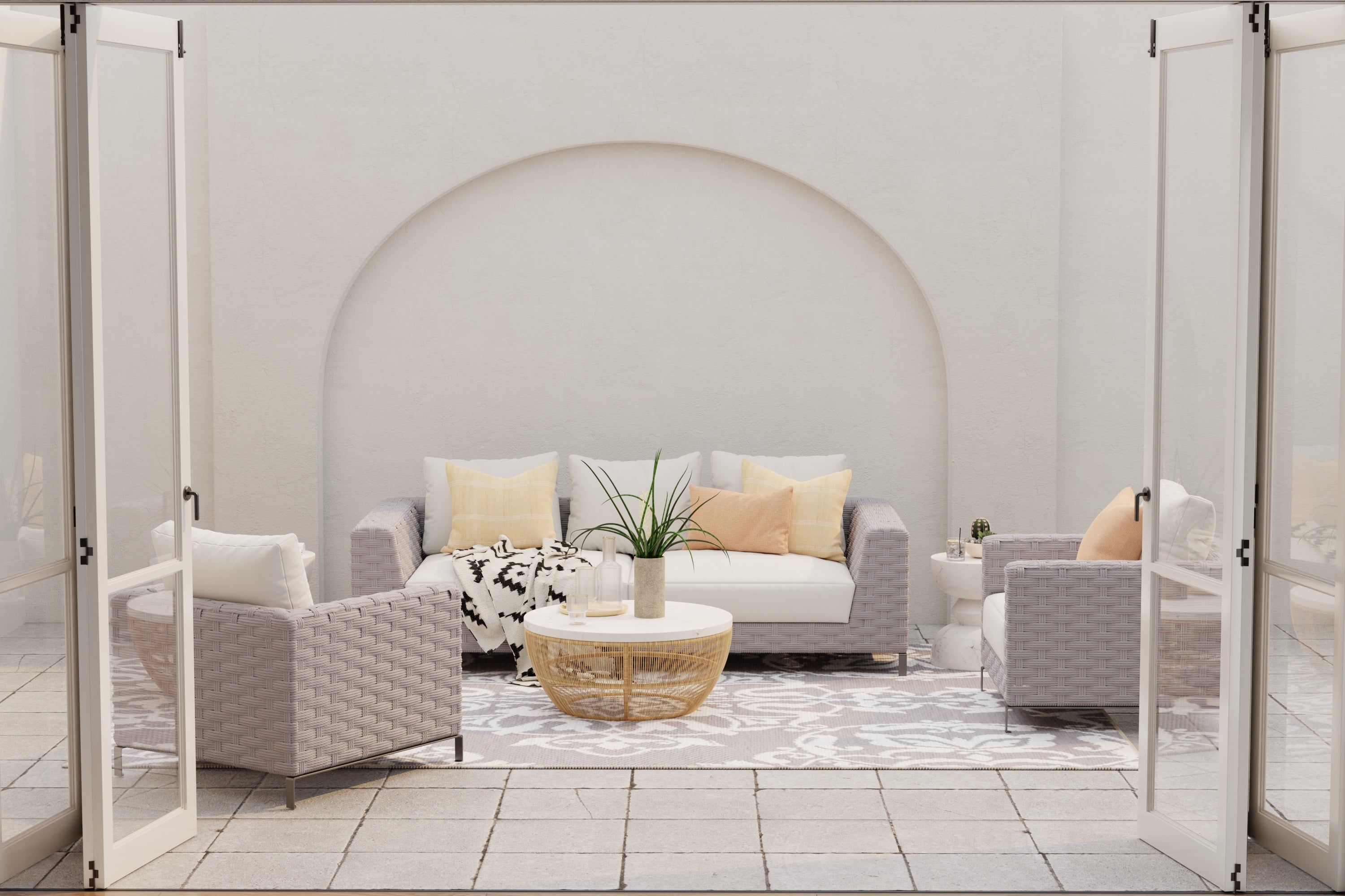 Wrought Iron Cool Grey Reversible Outdoor Mat