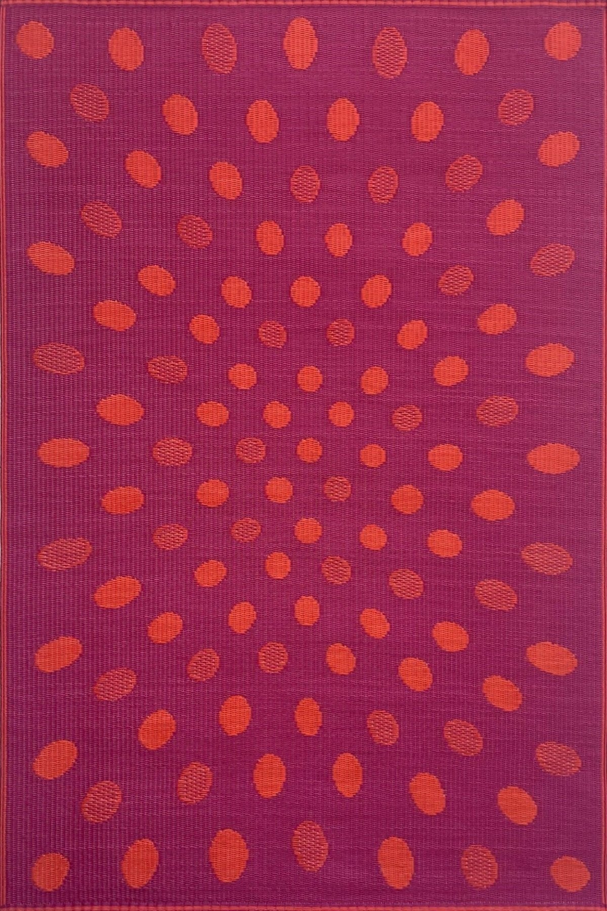 Crazy Dots Orange & Red Reversible Outdoor Mat