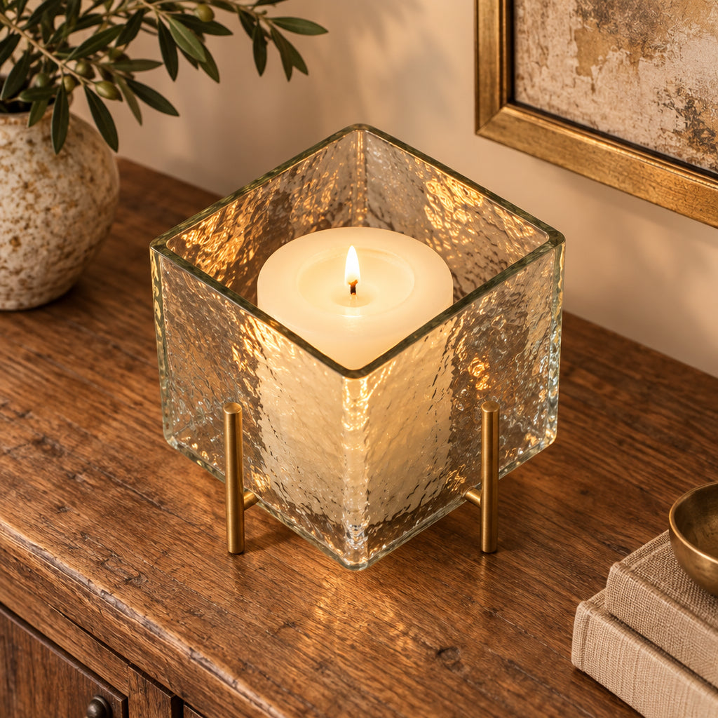 Square Glass Tea Light Holder