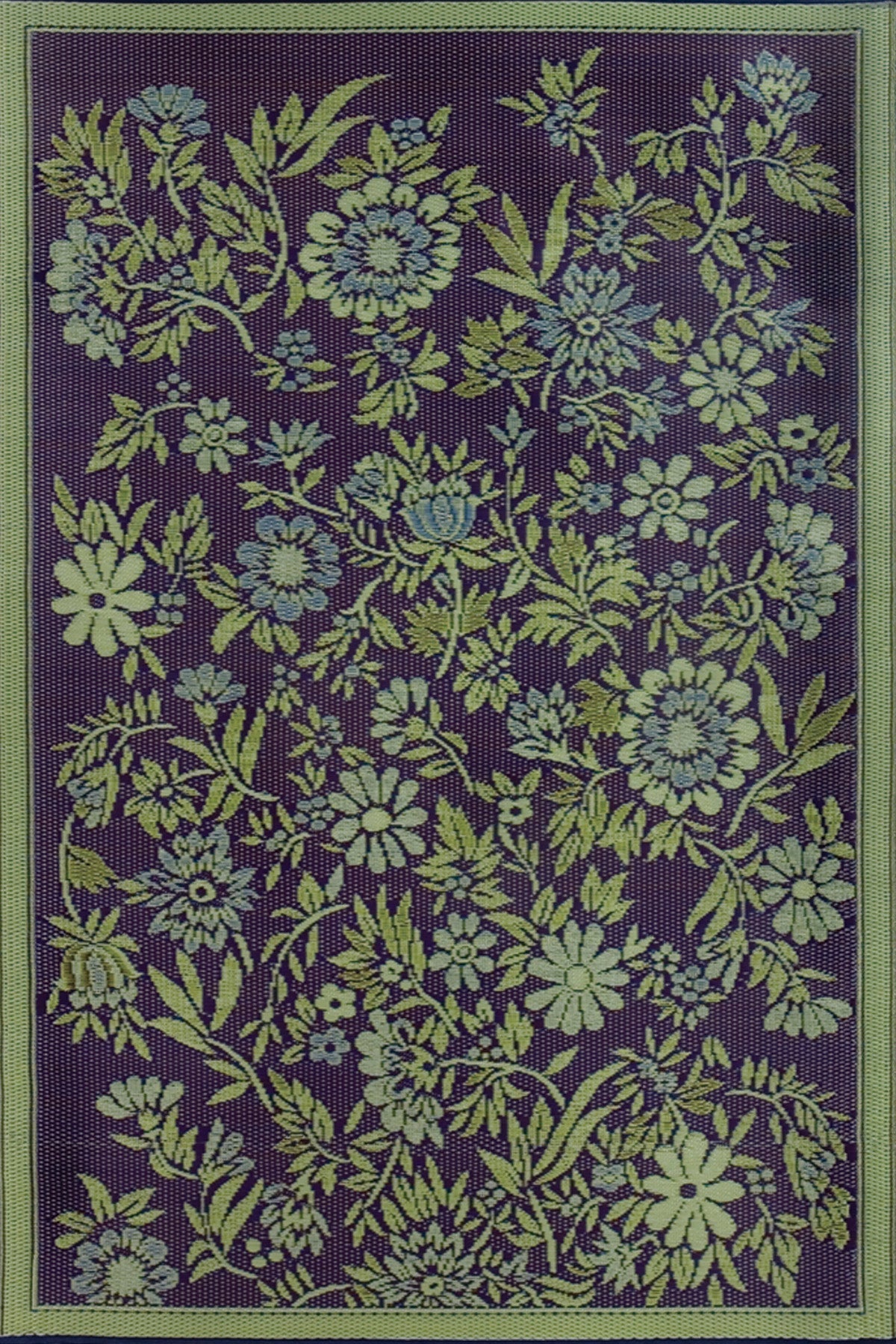 Wildflowers Green/Eggplant Reversible Outdoor Mat