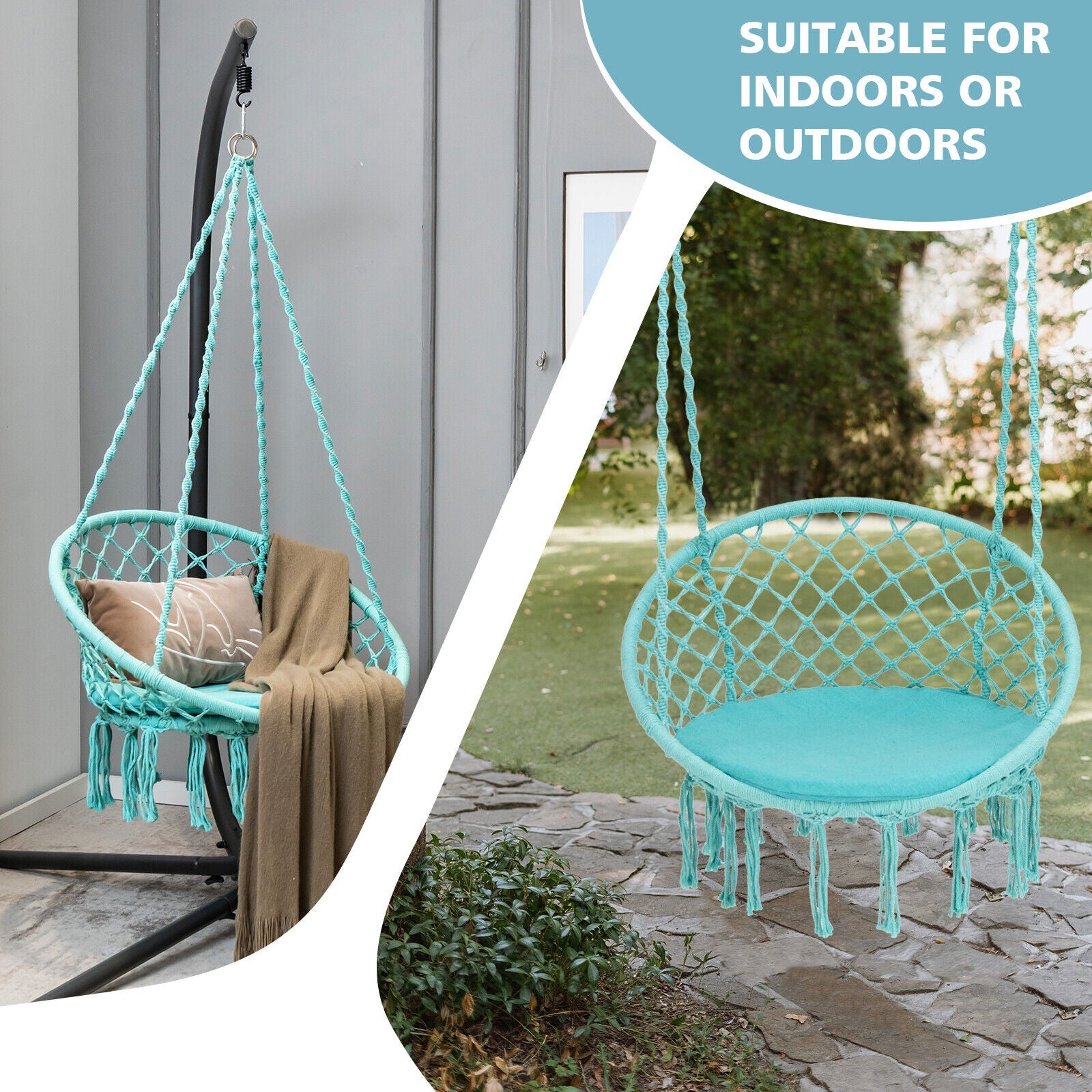 Cushioned Hammock Chair with Hanging Kit