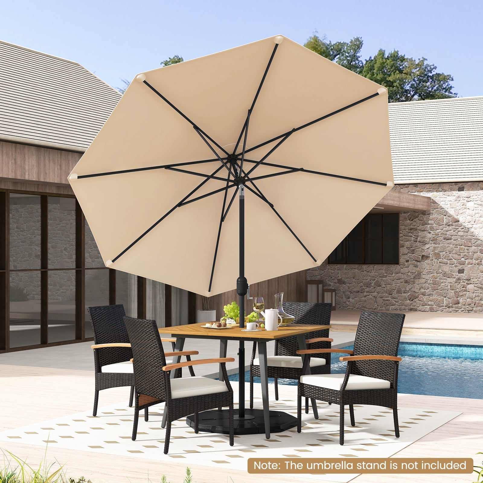 9 FT Outdoor Market Patio Table Umbrella w/ Push Button Tilt/Crank/Lift - 6 Colors