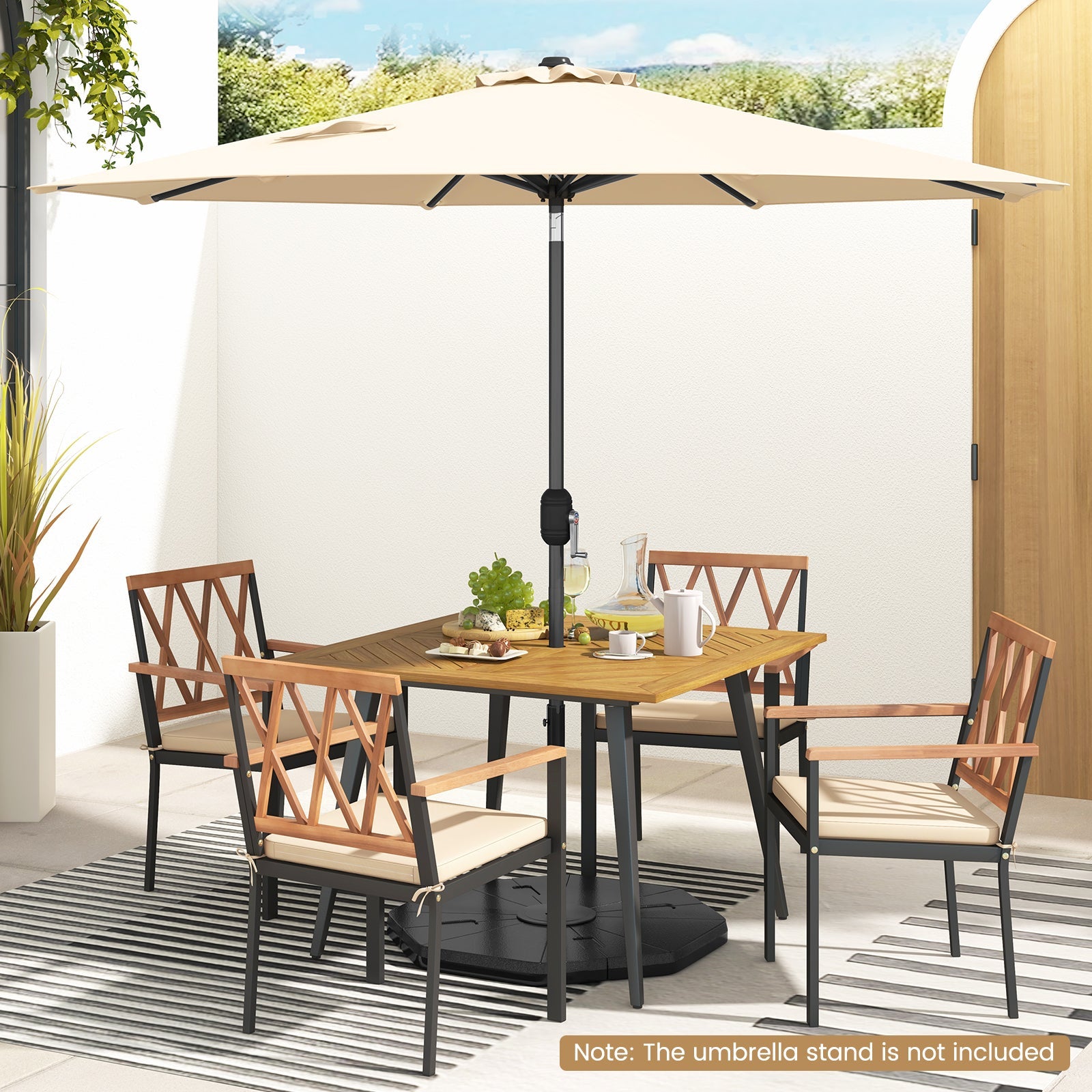 9 FT Outdoor Market Patio Table Umbrella w/ Push Button Tilt/Crank/Lift - 6 Colors