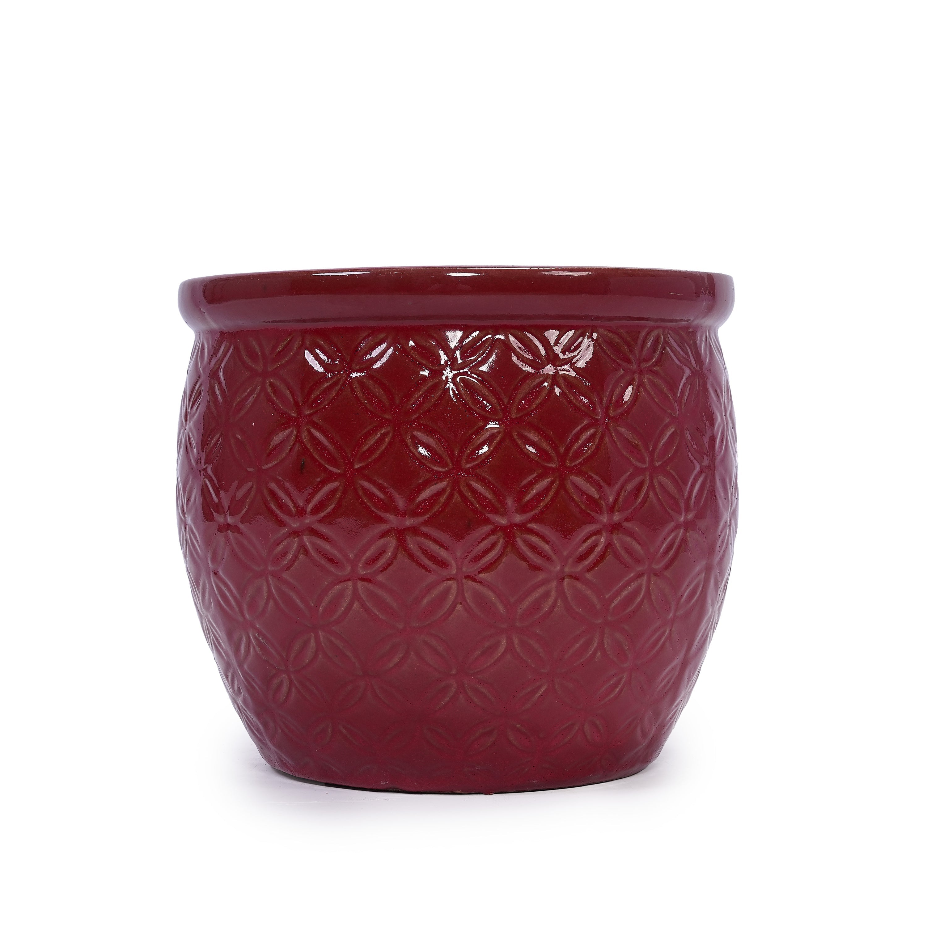 Set of 3 Ceramic Flowerpots - Red