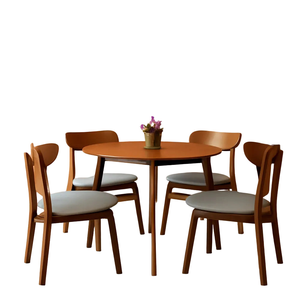 Solid Wood Dining Set for 4 - Walnut Finish