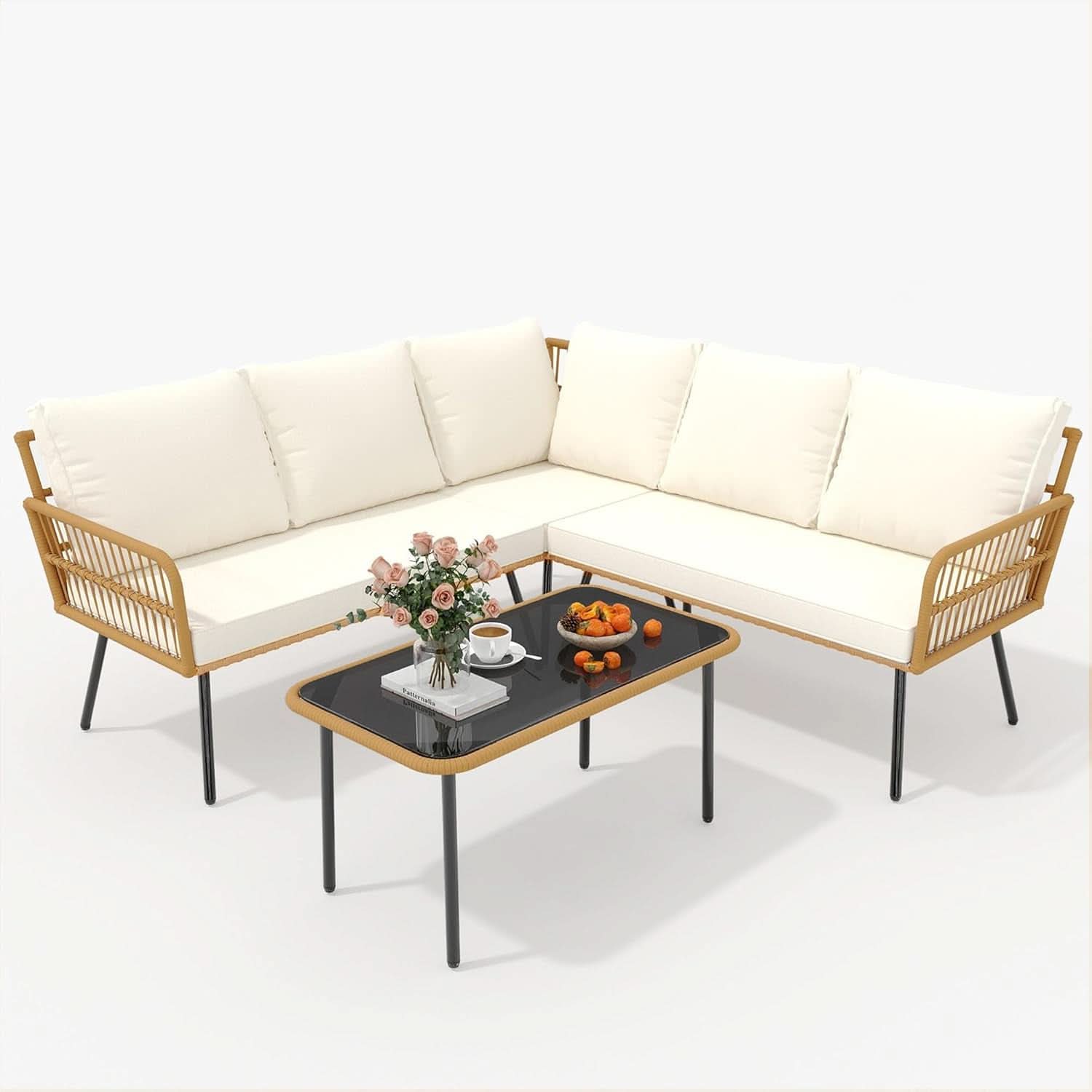 Wicker Patio Furniture Set with Cushions for Outdoors