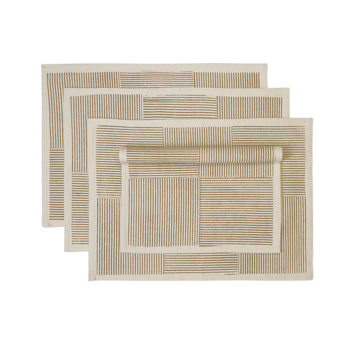 Hand Block Printed Kora Cotton Placemats - Set of 4