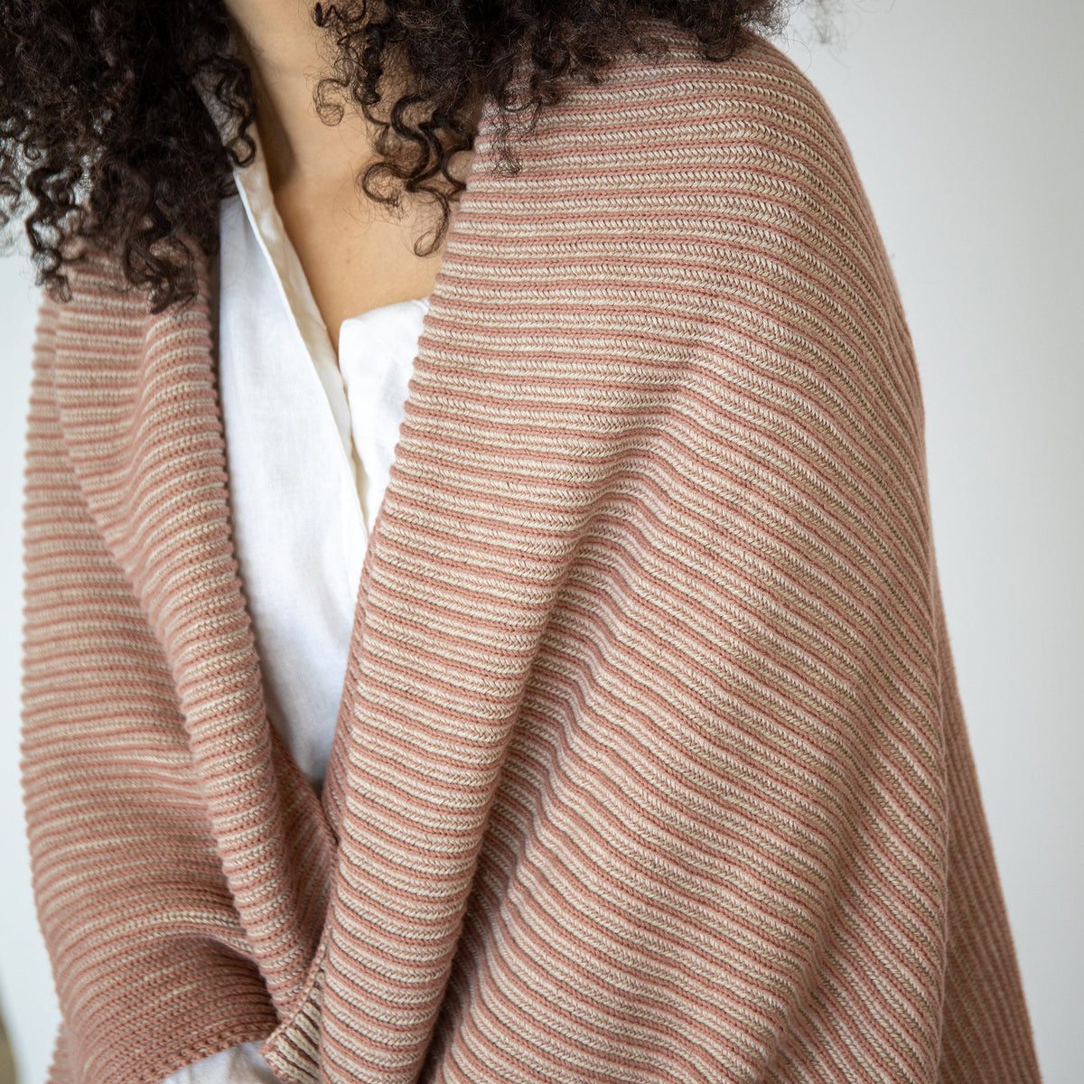 Ribbed Organic Cotton Knit Throw Blanket