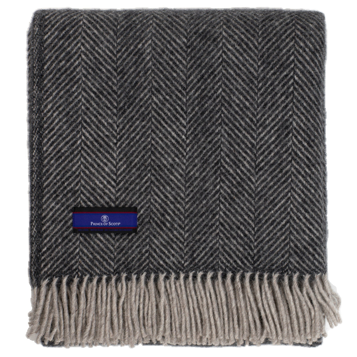 Highland Tweeds Herringbone Pure New Wool Throw - Charcoal