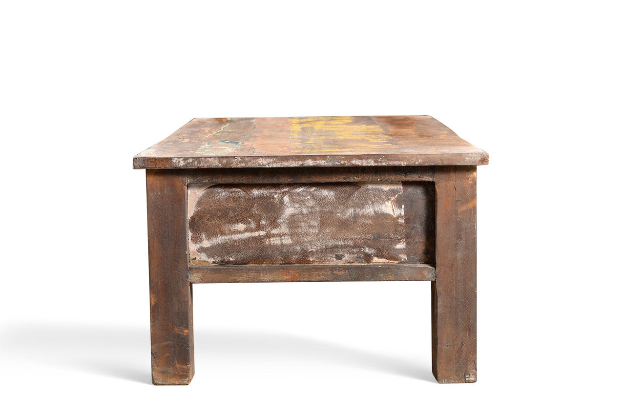 Reclaimed Wood Coffee Table With Double Drawers