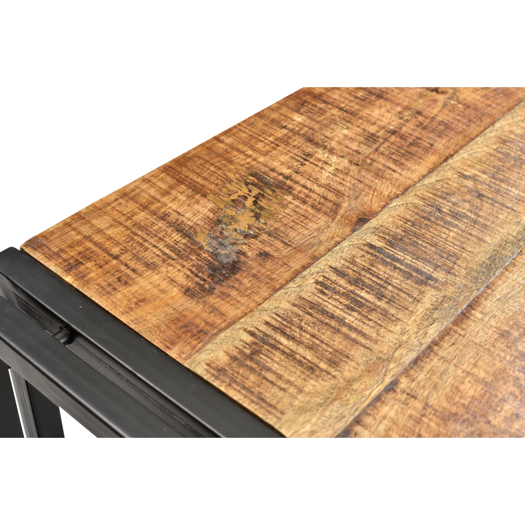Reclaimed Mango Wood Bench with Metal Legs