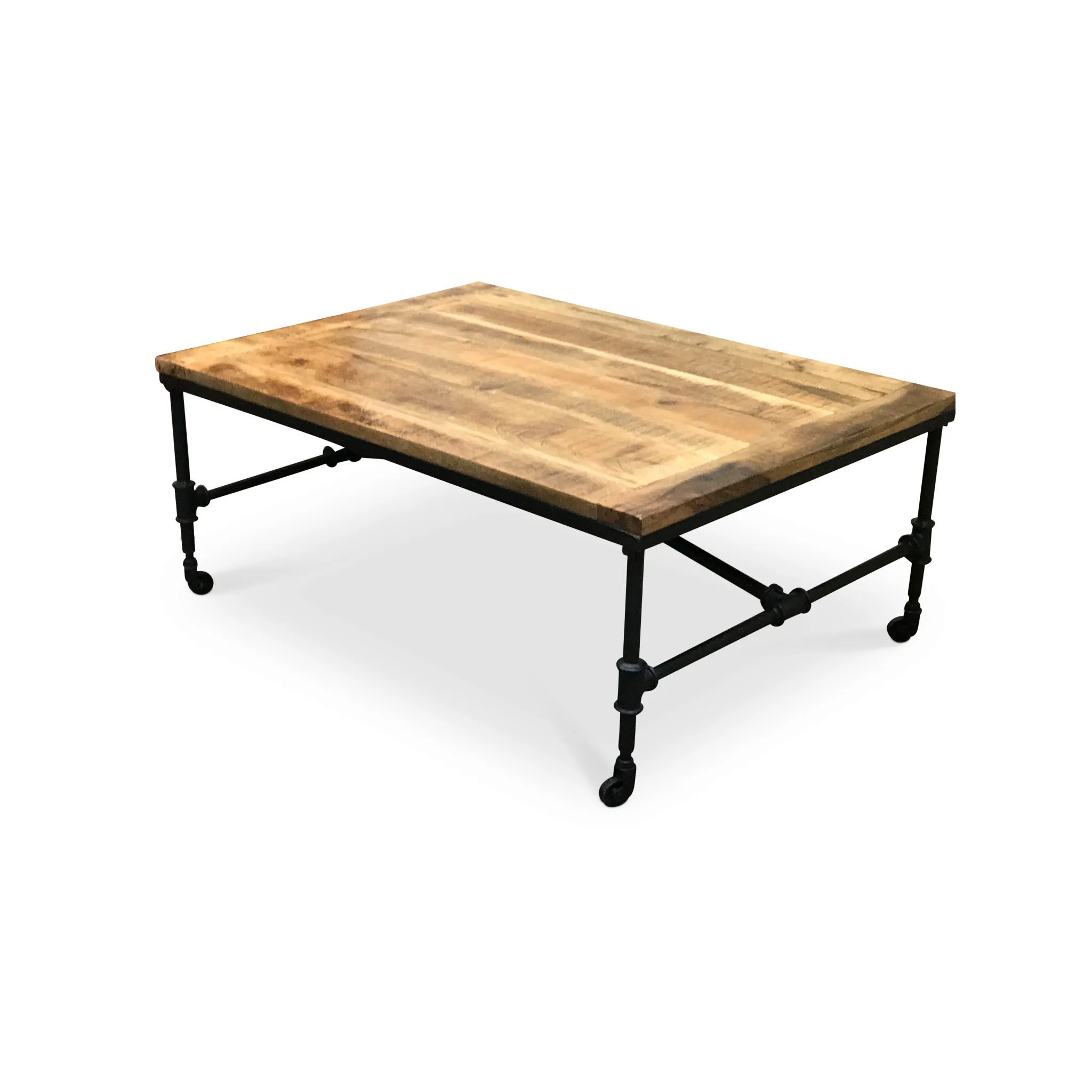Mango Wood Coffee Table with Wheels
