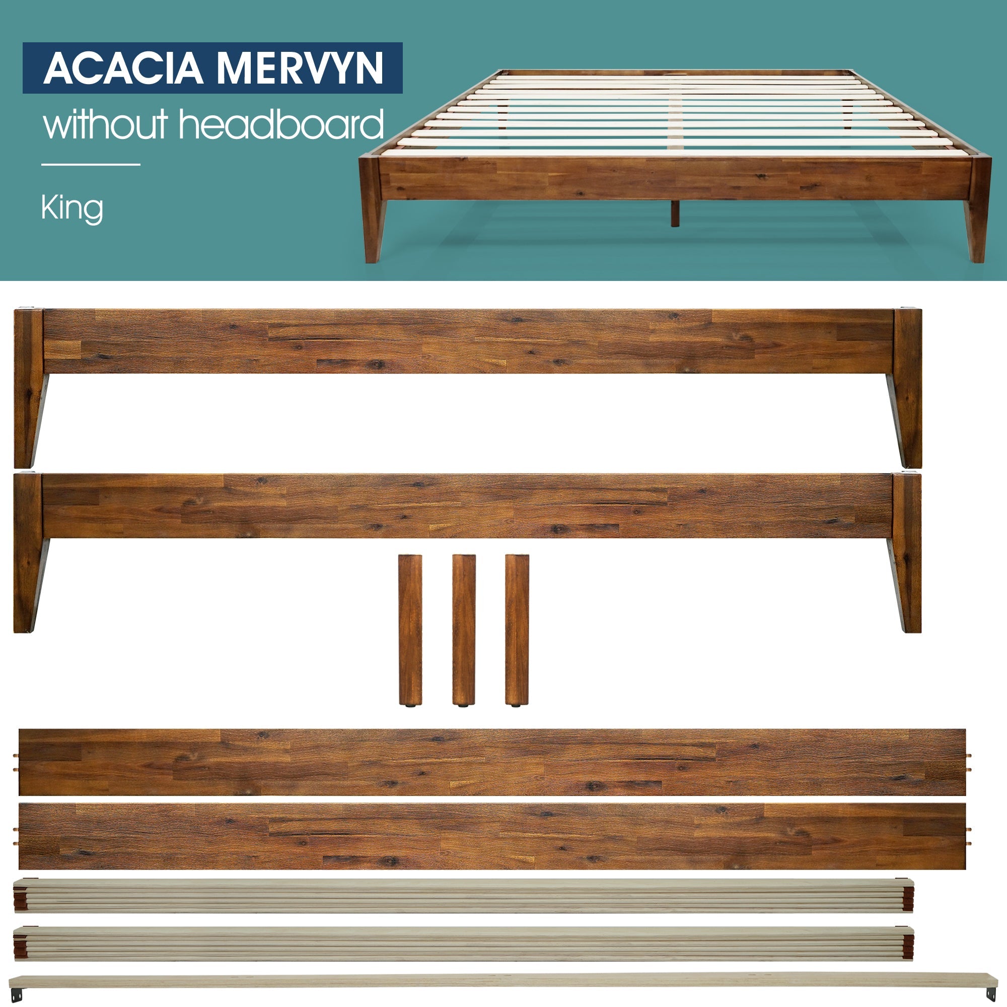 Mervyn Solid Acacia Wood Platform Bed