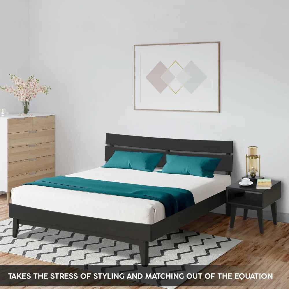 Aurora Acacia Bed Frame & Nightstand Set - 2 Finishes
