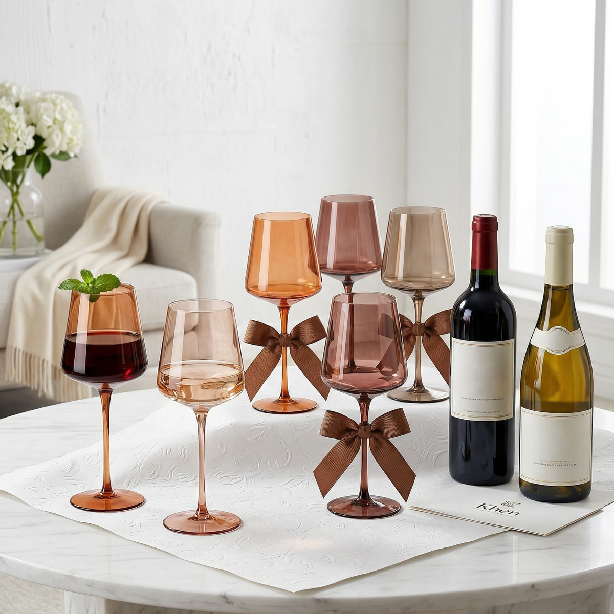 Venus Wine Glasses, Set of 6, Brown Shades, 22.3oz