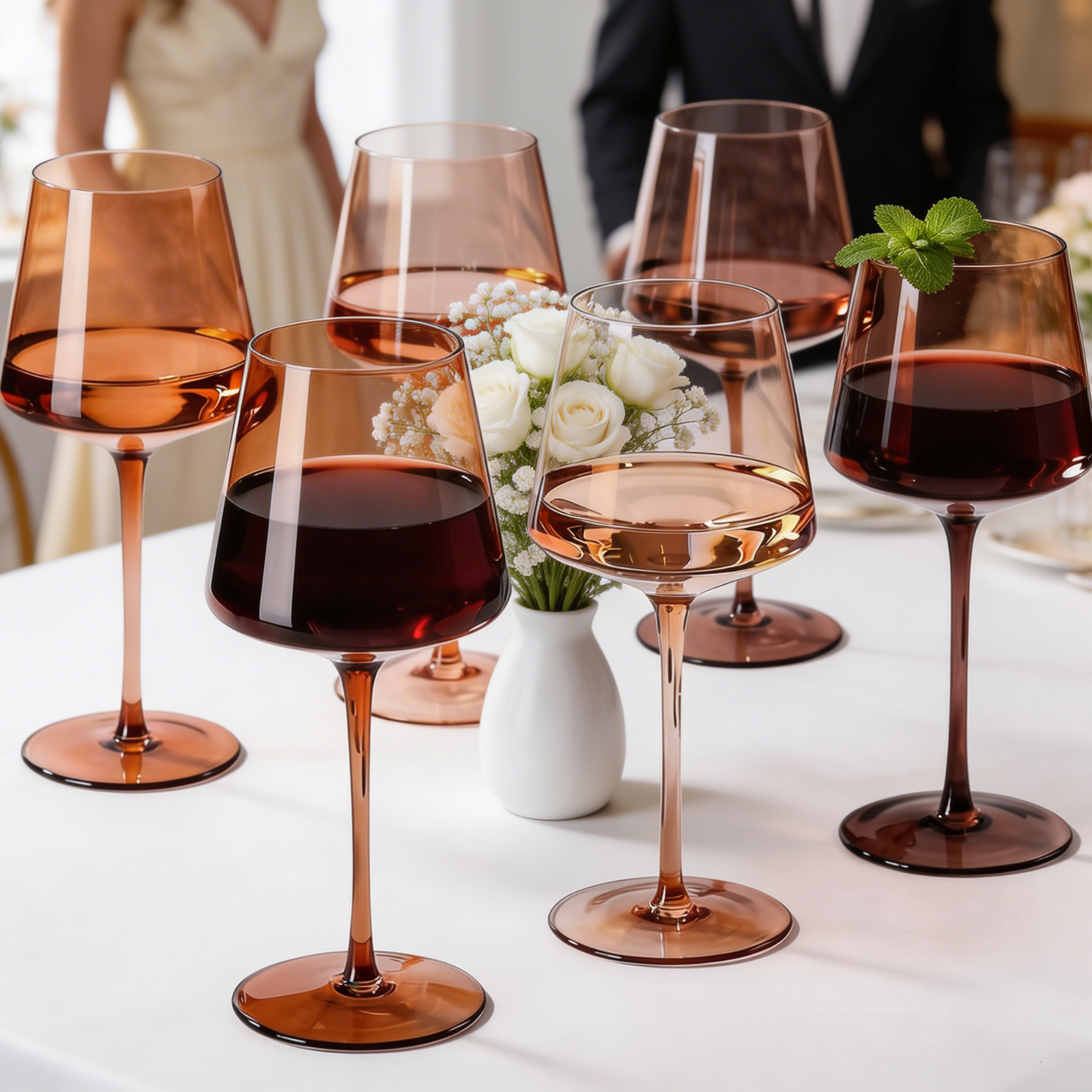 Venus Wine Glasses, Set of 6, Brown Shades, 22.3oz