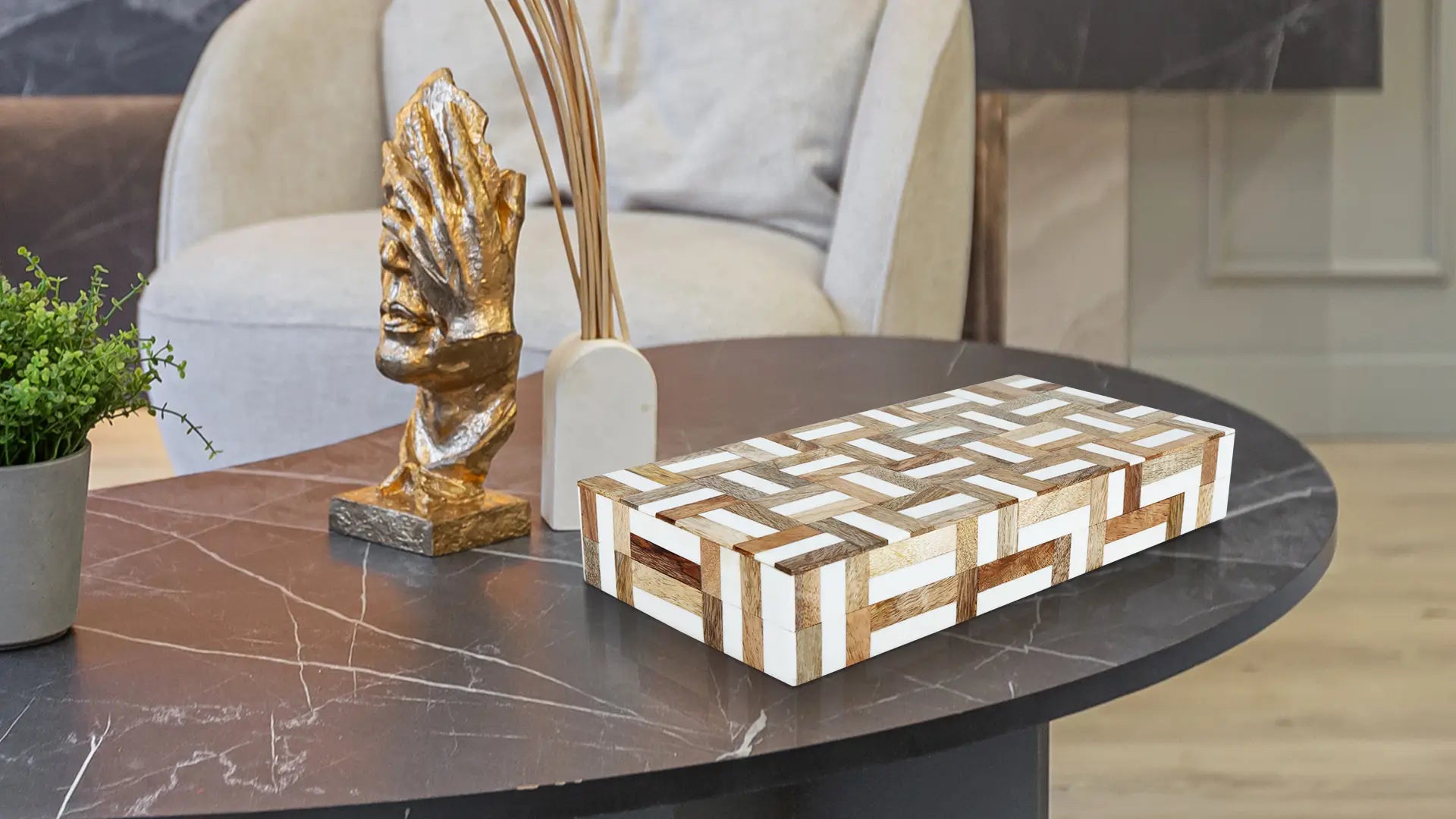 Marquet Handmade Resin & Wood Decorative Boxes- Multiple Sizes